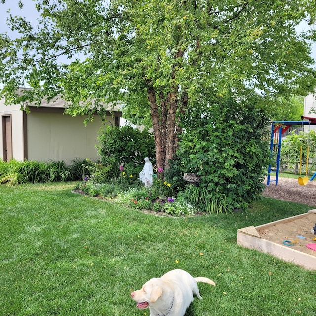 view of yard with a playground