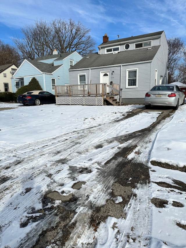 front facade with a deck