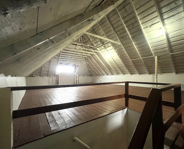 view of unfinished attic