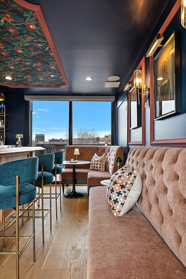 living room with hardwood / wood-style floors