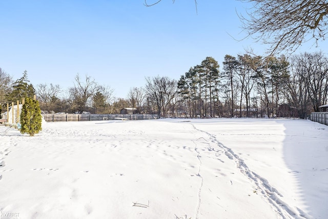 view of yard covered in snow