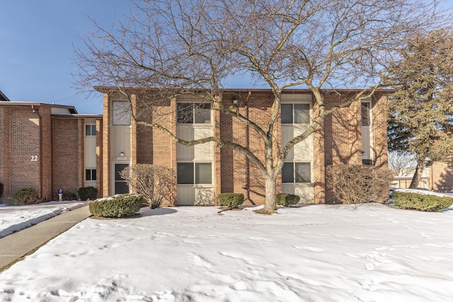 view of snow covered building