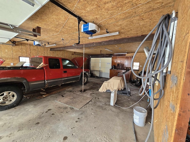 garage with a garage door opener