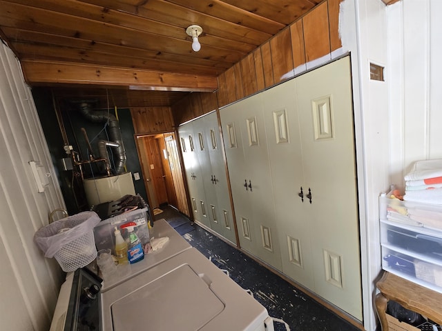 laundry room featuring wooden ceiling and washer / clothes dryer