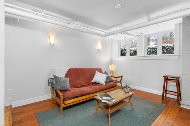 living room with hardwood / wood-style floors