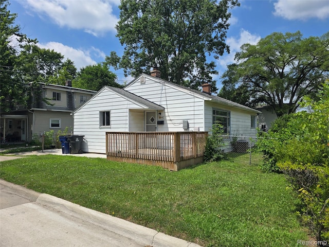 32004 Cheboygan, Westland, MI 48186 - view of front of property featuring a chimney and a wooden deck