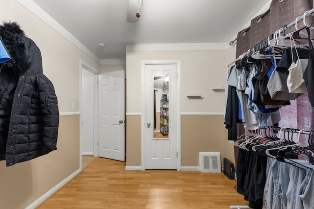 walk in closet featuring light wood-type flooring