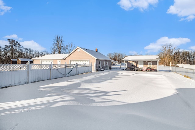 view of yard with a garage