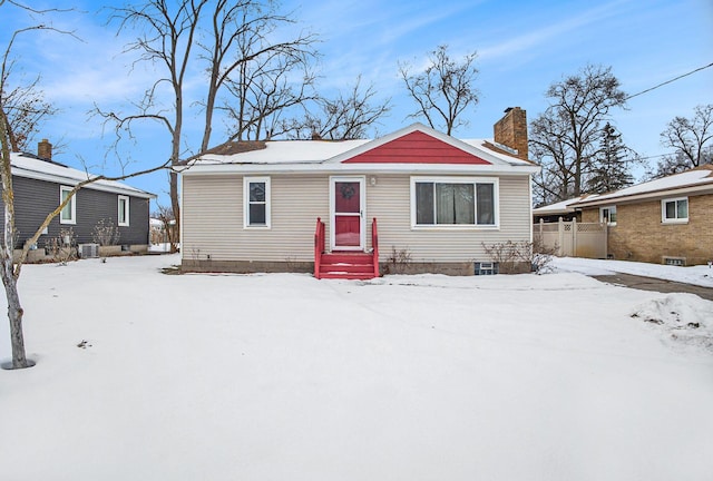 view of front of property featuring central air condition unit