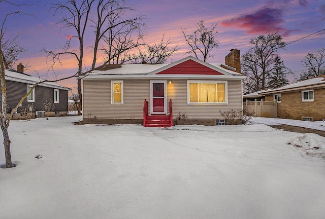 view of front of home with central AC unit