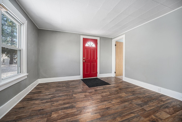 foyer with dark wood-type flooring