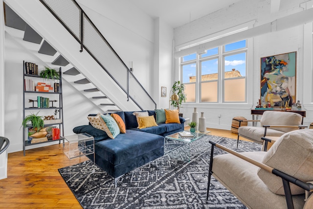 living room with hardwood / wood-style flooring