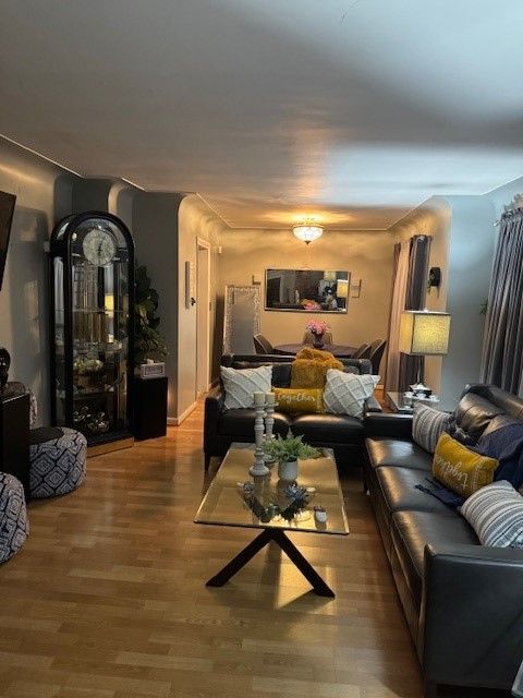 living room with hardwood / wood-style floors