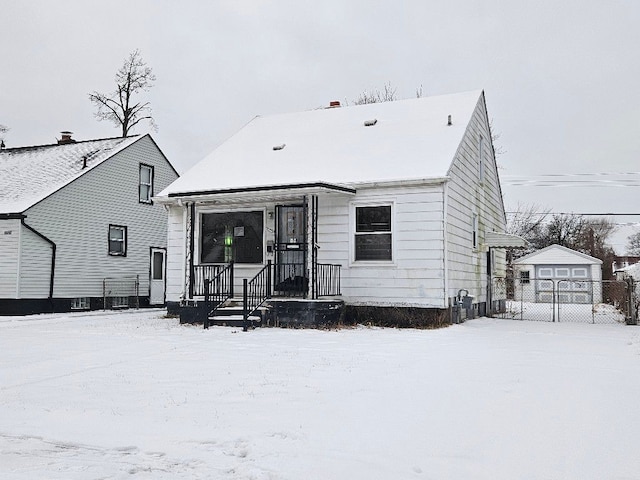 view of snow covered property