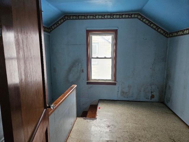 additional living space with vaulted ceiling