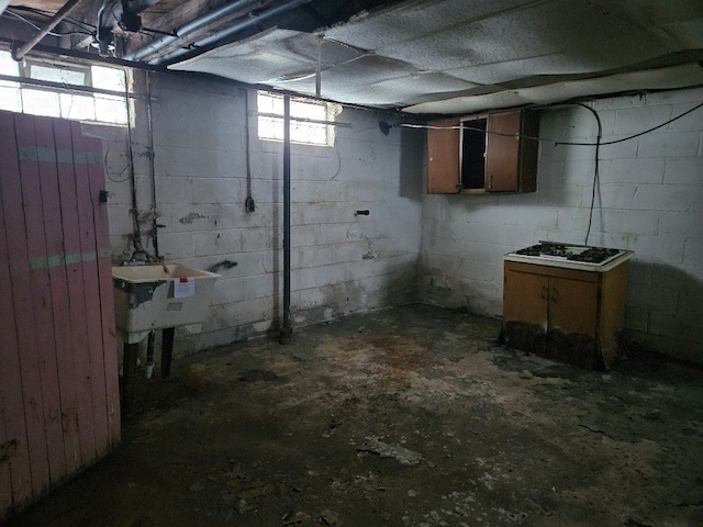 basement with sink