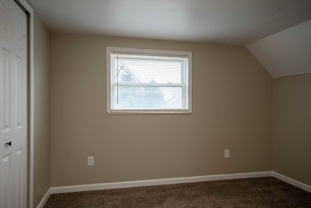 bonus room featuring vaulted ceiling and carpet