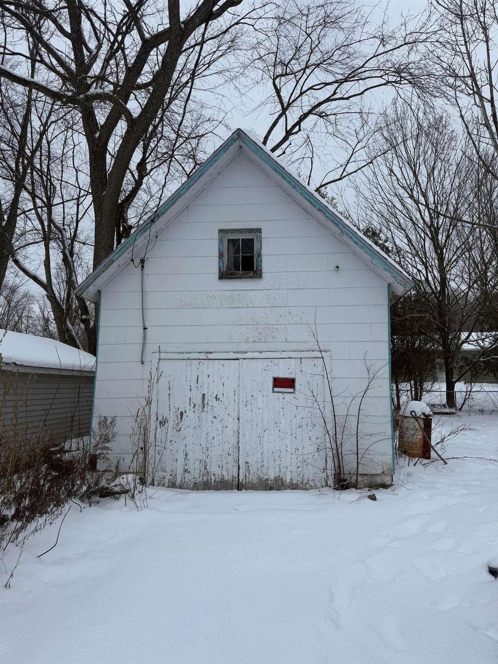 view of snow covered structure