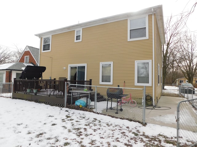 view of snow covered property