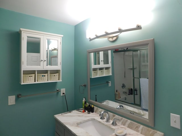 bathroom with shower / bath combination and vanity