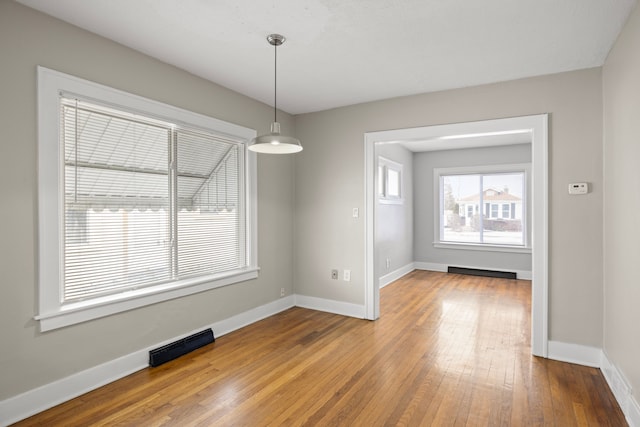 unfurnished dining area with wood-type flooring