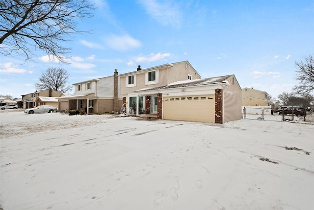 view of snow covered property