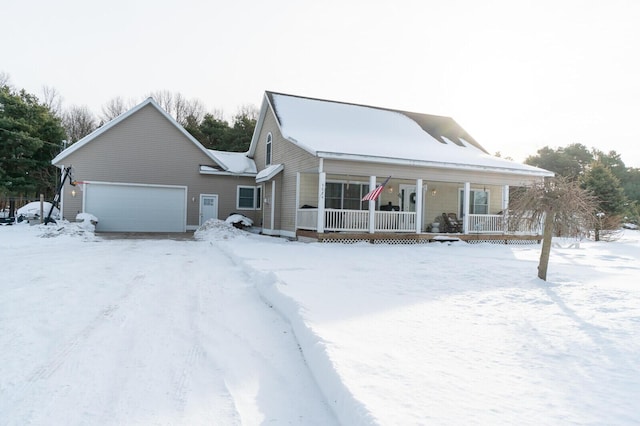 view of front of home featuring a garage and covered porch