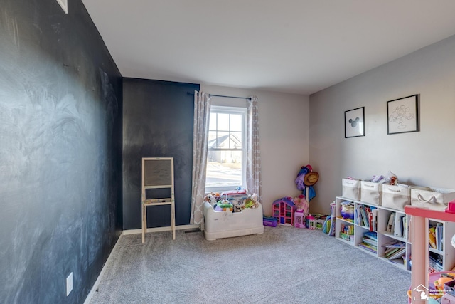 recreation room with carpet floors