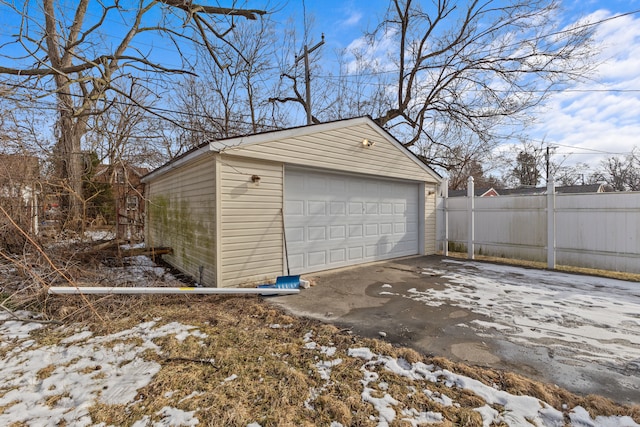 view of snow covered garage