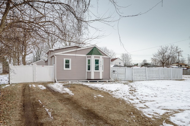 view of snow covered property