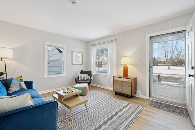 living room featuring light hardwood / wood-style flooring