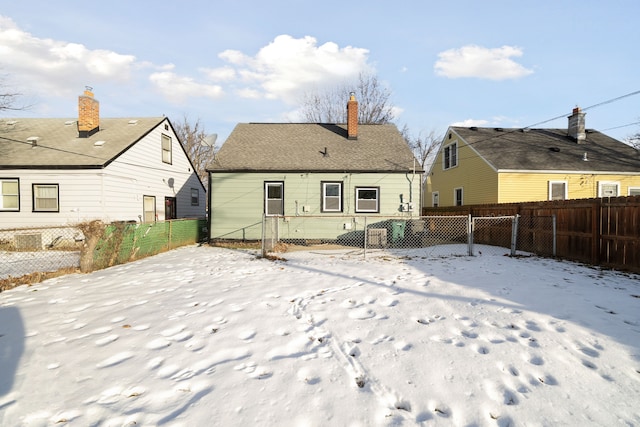 view of snow covered property