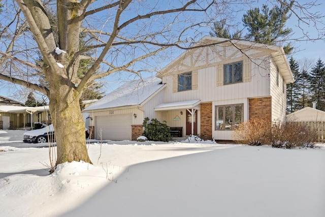 view of front of property with a garage