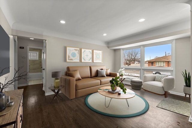 living room featuring wood-type flooring