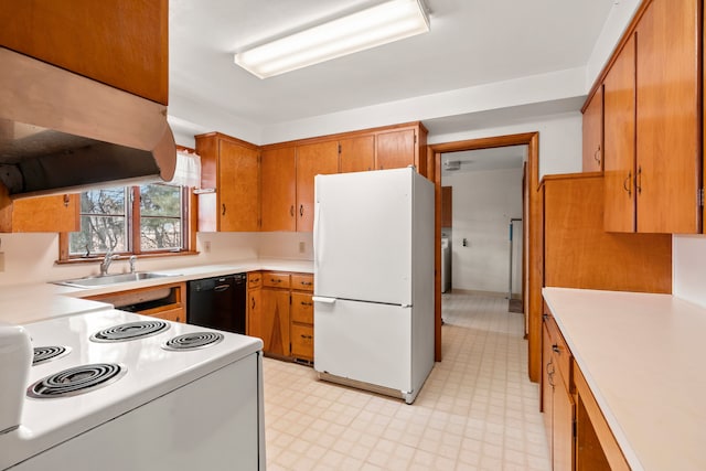 kitchen featuring sink and white appliances