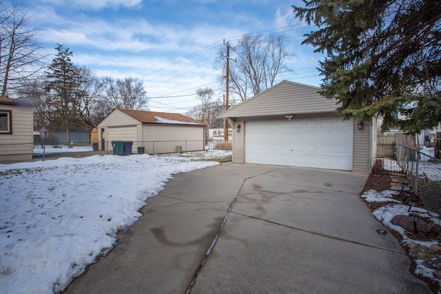 view of snow covered garage