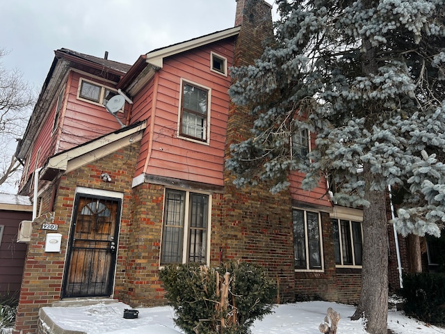 view of snow covered exterior