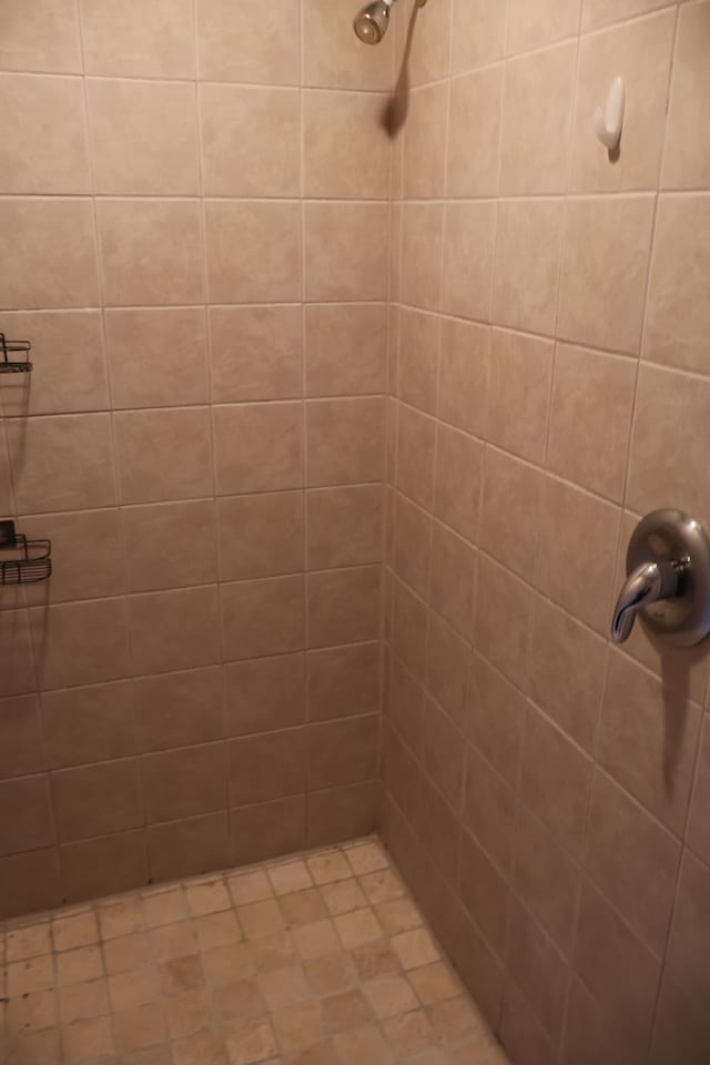 bathroom with a tile shower