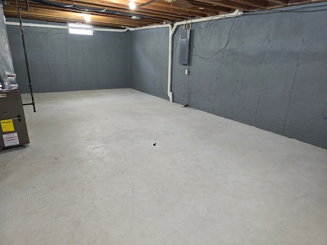 unfinished basement with electric panel