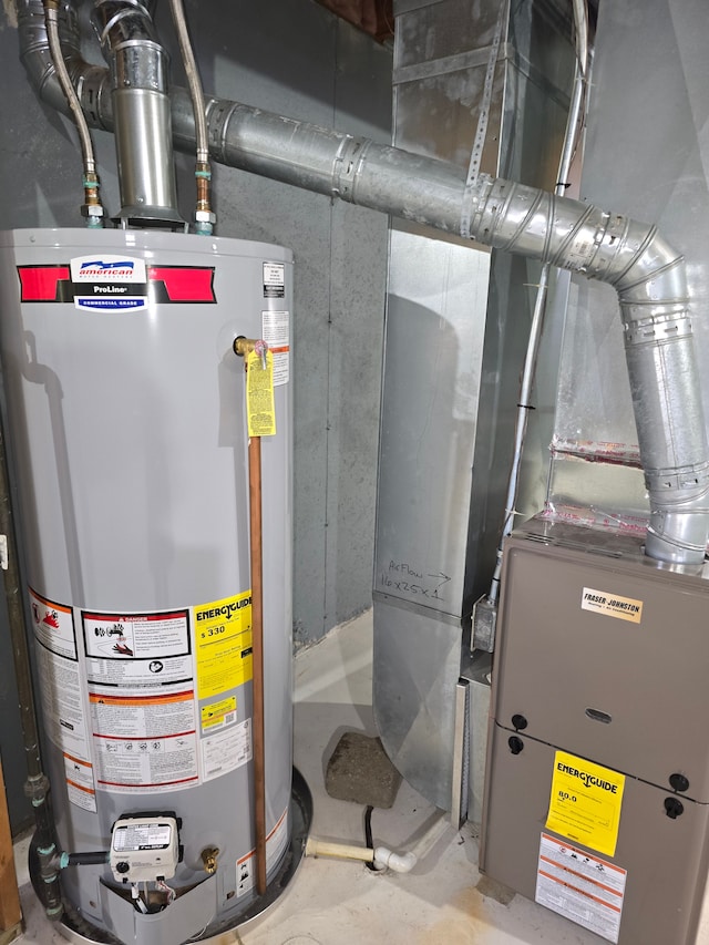 utility room featuring water heater