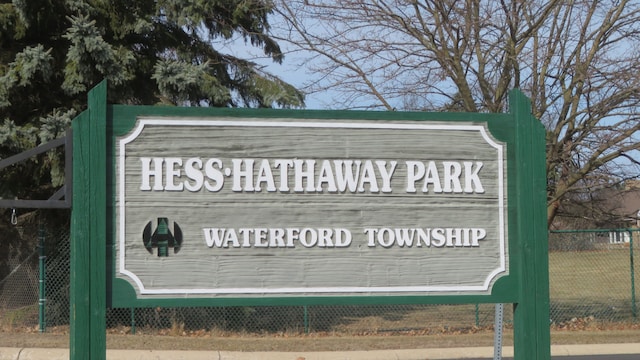 view of community sign