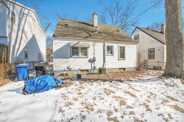 view of snow covered property