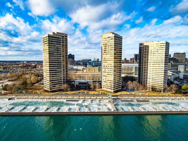 city view with a water view