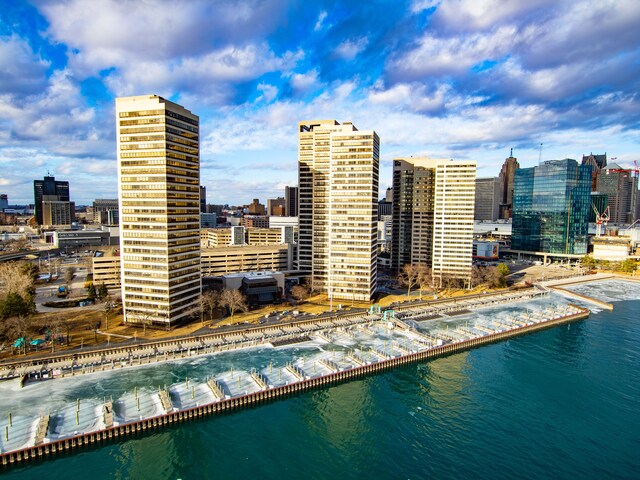 view of city featuring a water view