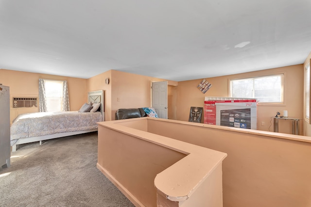 carpeted bedroom with multiple windows