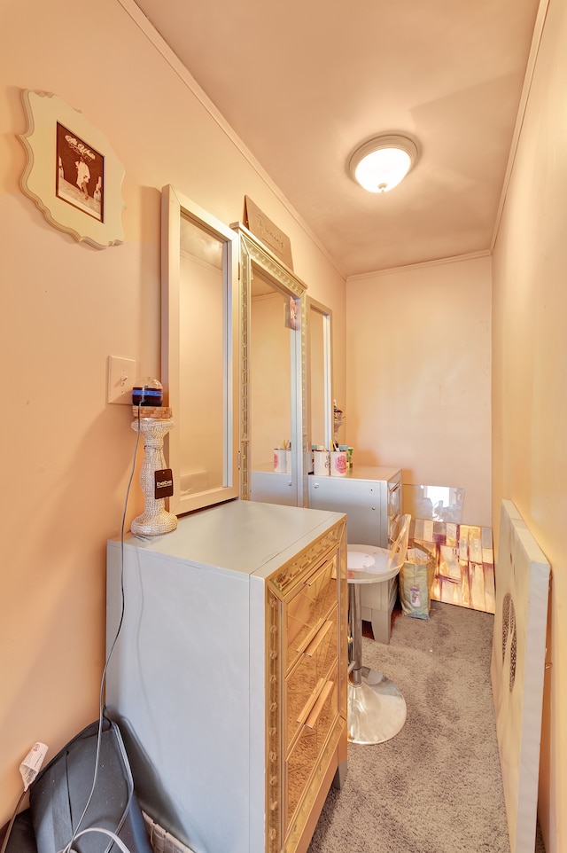 bathroom with ornamental molding