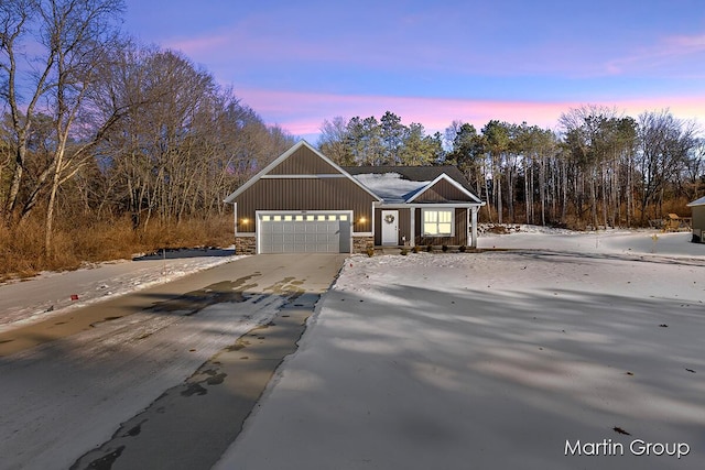 view of front of house with a garage