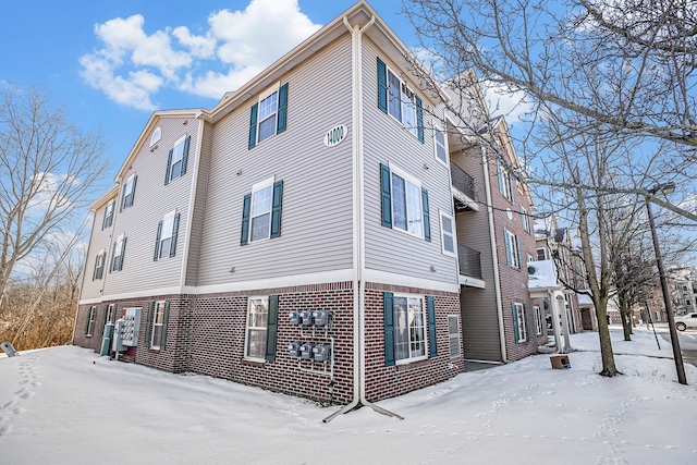 view of snow covered exterior