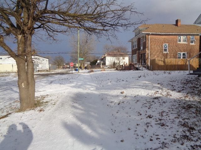 view of yard covered in snow