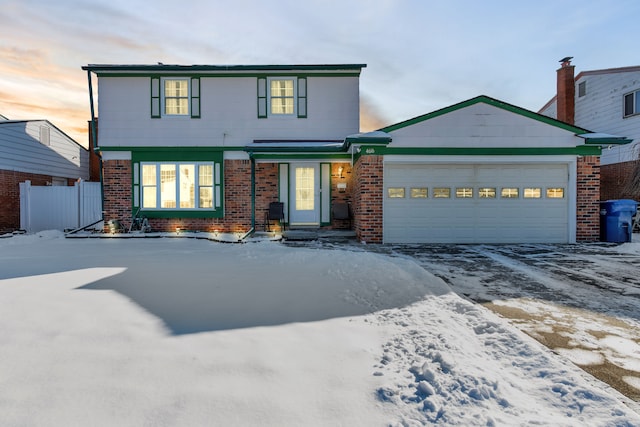 view of front property with a garage